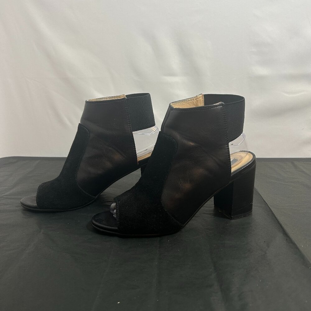 Kensie Eshter suede and leather peep-toe ankle booties 9M